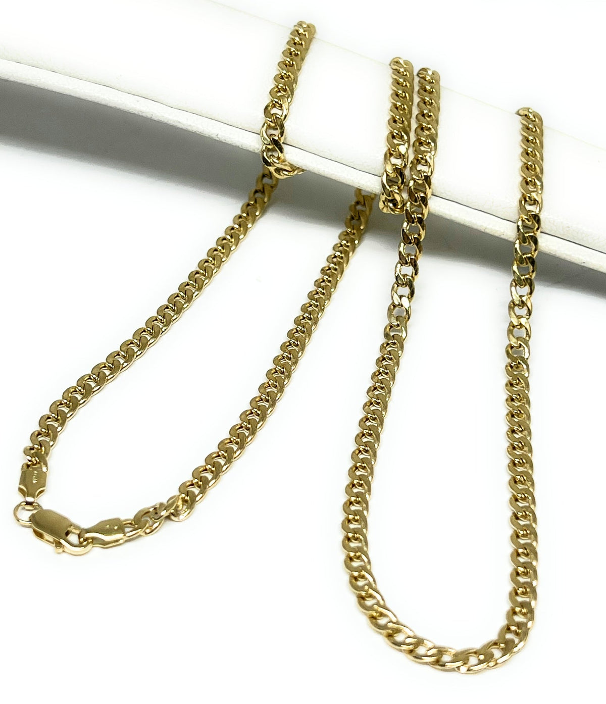 14k Solid Gold Yellow MIAMI Cuban Link Chain 18-24 inches 3.8mm Width (8-10g) (Semi-Hollow Style)