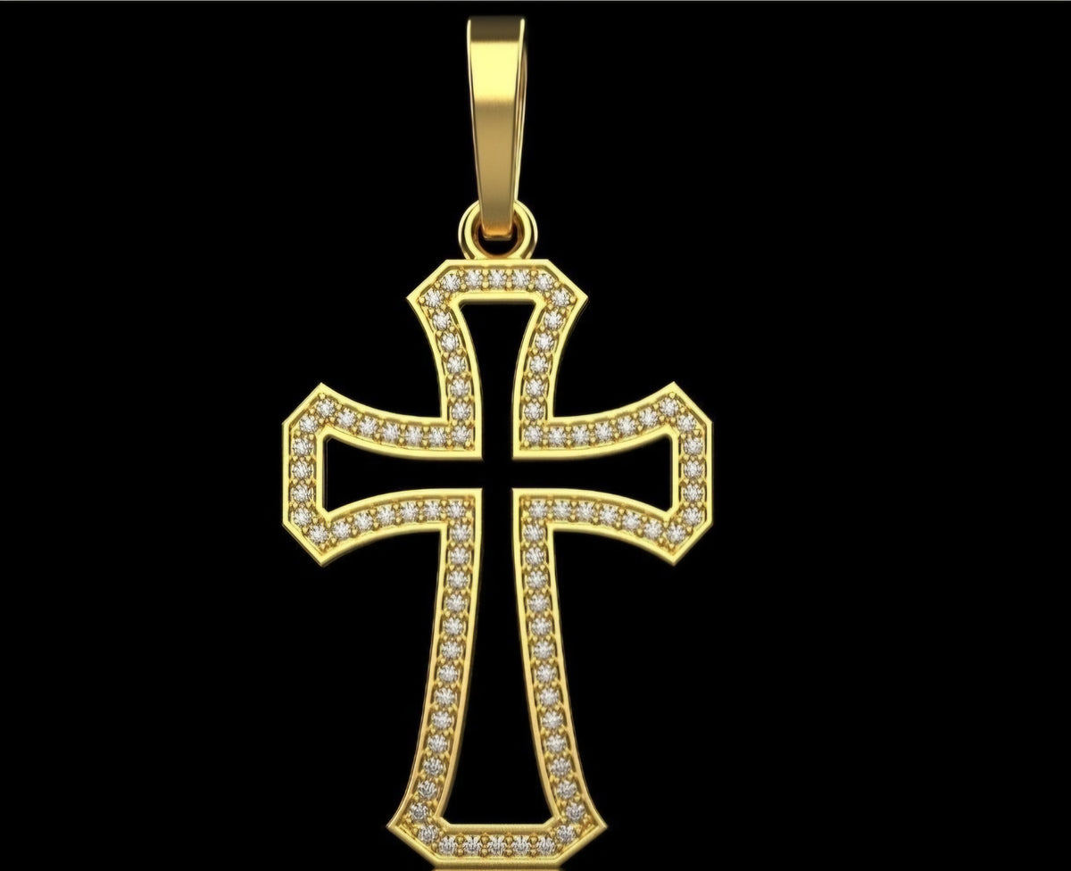 Luxury Gold Cross Pendant with Diamond Accents