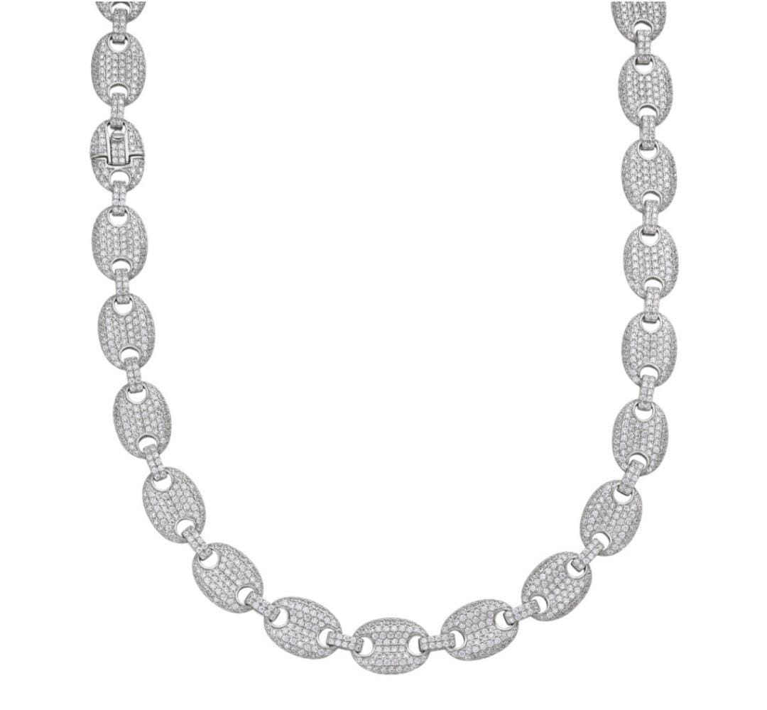 925s with rhodium plating and moissanite stones