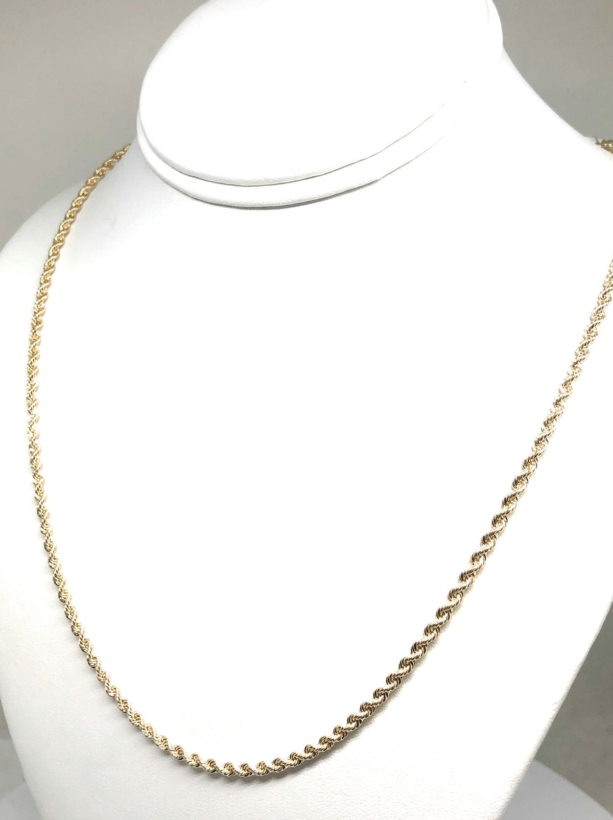 10k Solid Gold Yellow Rope Chain 18-26 inches 2.9mm (Semi-Hollow Style