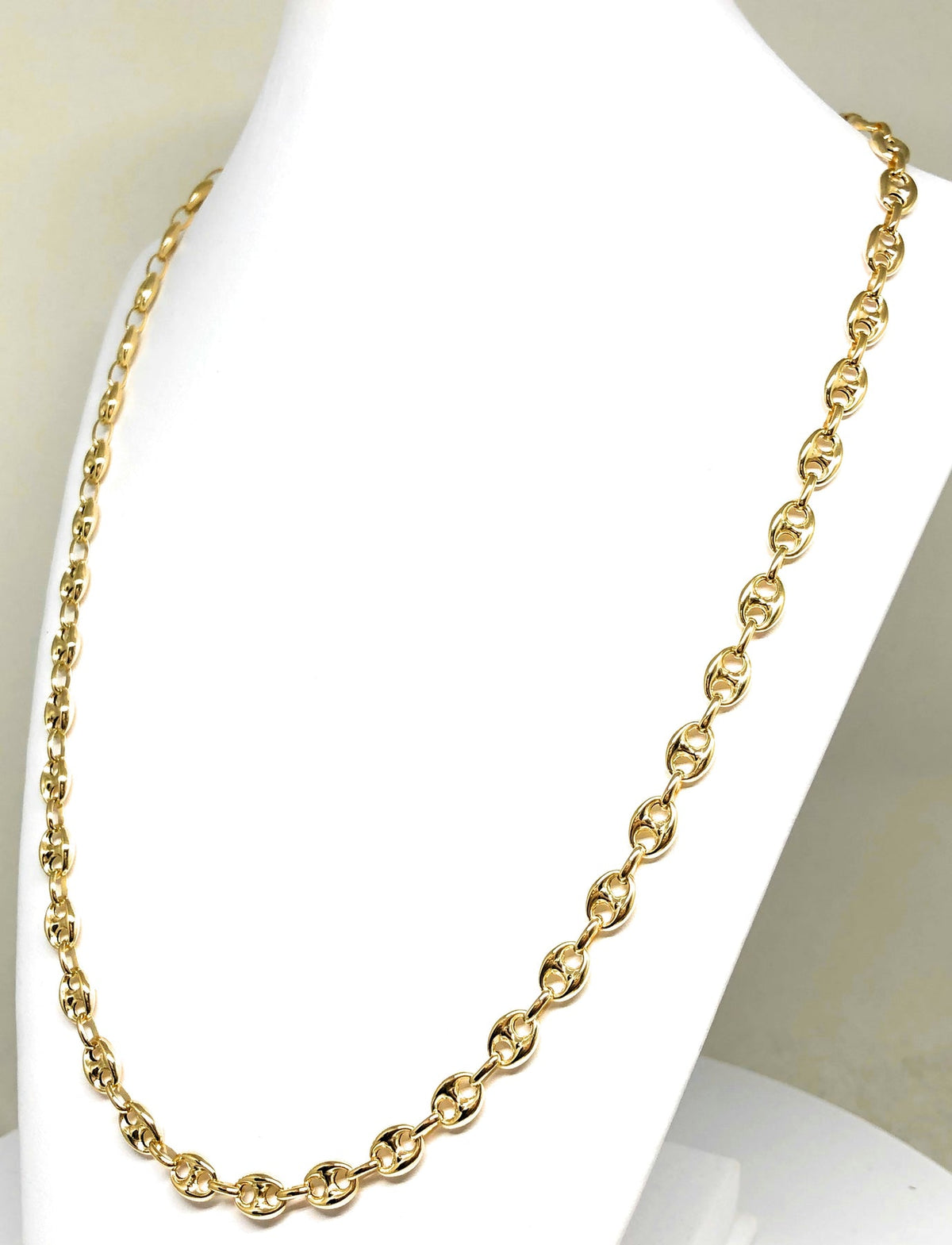 10k Solid Gold Mariner PUFF LINK Chain 18-24 inches 6.5MM (Semi-Hollow Style)